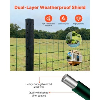 VEVOR Βαριά Καθηκόντος Γαλβανισμένο Συρματόπλεγμα, 1x20μ, 4x4 εκ, Π...