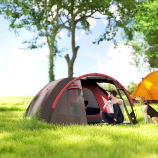 Outsunny Σκηνή Κατασκήνωσης για 2-4 Άτομα με Ξεχωριστά Δωμάτια, Αδι...