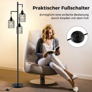 Costway Μοντέρνο φωτιστικό δαπέδου 169 εκ. με 3 καπέλα και διακόπτη...