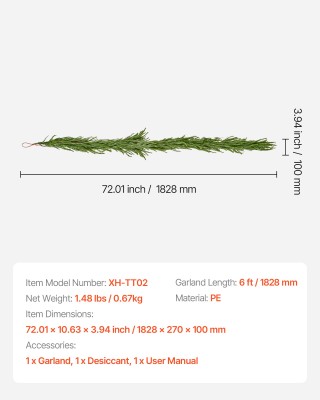 VEVOR Χριστουγεννιάτικο Γιρλάντα Faux Norfolk 6ft για Τζάκι SDHDNFK... VEVOR Χριστουγεννιάτικο Γιρλάντα Faux Norfolk 6ft για Τζάκι SDHDNFK...