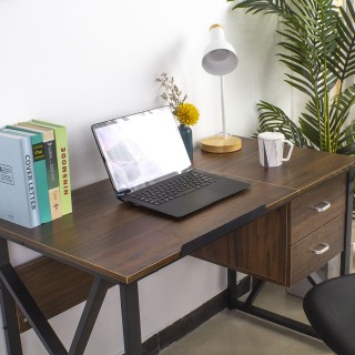 BAKAJI Πτυσσόμενο Γραφείο Υπολογιστή με 2 Συρτάρια σε Φινίρισμα Καρ...