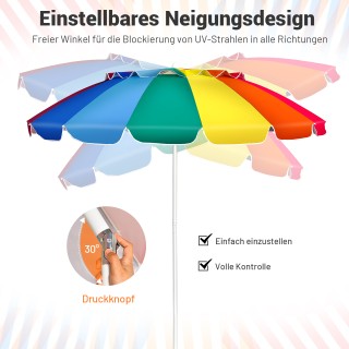 Costway Ομπρέλα Παραλίας με Ρυθμιζόμενη Κλίση και Προστασία UPF 50+...