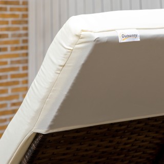 Outsunny σετ 2 ξαπλώστρες με μαξιλάρια με επένδυση και τραπεζάκι σα...