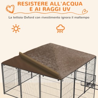Dog Run από μέταλλο και ύφασμα Oxford με πόρτα για μπολ, 211x211x15...