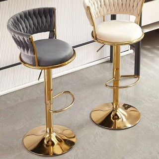 BAKAJI Σετ 2 Σκαμπό Κουζίνας Μπαρ με Πλεκτή Πλάτη σε Βελούδο Γκρι ... BAKAJI Σετ 2 Σκαμπό Κουζίνας Μπαρ με Πλεκτή Πλάτη σε Βελούδο Γκρι ...