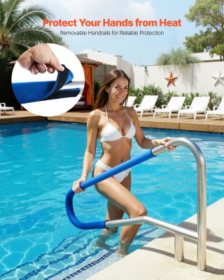 VEVOR Ανοξείδωτο Βαρέως Τύπου Χειρολισθήρα Πισίνας με Αντιολισθητικ...
