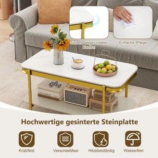 Costway Μοντέρνο ορθογώνιο τραπεζάκι σαλονιού λευκό, 45,5 x 50 x 90...