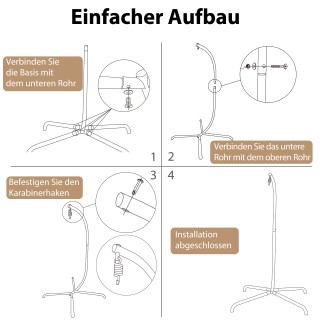 Costway  Μοντέρνα Μαύρη Βάση Αιώρας με Γάντζο - Υποστηρίζει έως 180...