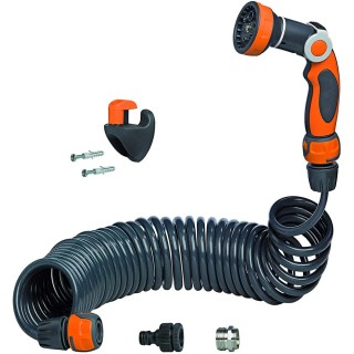 Επεκτεινόμενος Σπιράλ Σωλήνας Ποτίσματος 10m με Πιστόλι 8 Ροών & Βά...