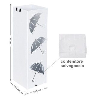 BAKAJI Σταντ Ομπρελοθήκης Σιδερένιο Τετράγωνο Λευκό με Δοχείο Συλλ... BAKAJI Σταντ Ομπρελοθήκης Σιδερένιο Τετράγωνο Λευκό με Δοχείο Συλλ...