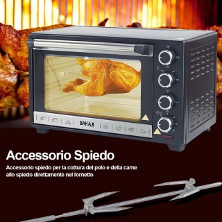 BAKAJI Forno Fornetto Ηλεκτρικός Φούρνος Αέρα 30L 1600W με Εσωτερικ...