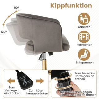 Costway Καρέκλα γραφείου από βελούδο, μοντέρνα περιστρεφόμενη καρέκ...