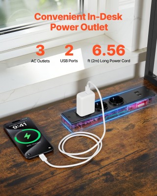 VEVOR Γραφείο Gaming Σχήματος L με LED Φώτα, Γωνιακό Γραφείο Υπολογ...