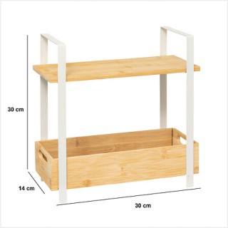 Μεταλλική Ραφιέρα με 2 Καλάθια 30 x 14 x 30 cm Μπαμπού & Λευκό 1901... Μεταλλική Ραφιέρα με 2 Καλάθια 30 x 14 x 30 cm Μπαμπού & Λευκό 1901...