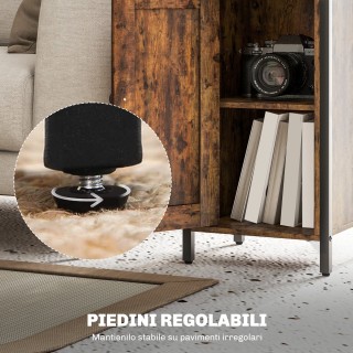 HOMCOM  Βιομηχανικό κομοδίνο με 2 ράφια και ρυθμιζόμενο εσωτερικό ρ...