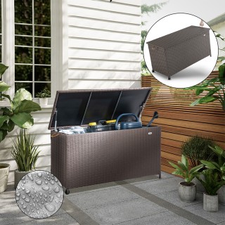 BAKAJI  Κουτί Αποθήκευσης Κήπου Πολυρατάν Αδιάβροχο με 2 Ρόδες Καφέ...