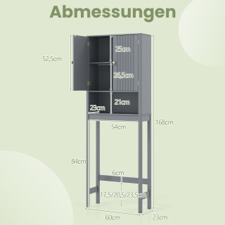 Costway Ντουλάπι Τουαλέτας Γκρι με Πόρτες, Ρυθμιζόμενο Ράφι & Χώρο ...