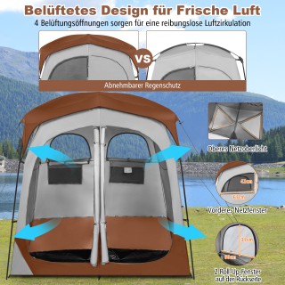 Costway Διπλό Ντους Τέντα με Αποσπώμενο Υδροστεγές Κάλυμμα και Εσωτ...