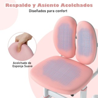 Costway Ροζ Παιδική Καρέκλα Γραφείου με Ρυθμιζόμενο Ύψος και Διπλή ...