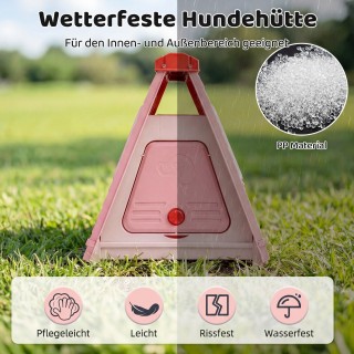 Costway Πτυσσόμενο πλαστικό σπιτάκι σκύλου εξωτερικού χώρου με αερι...
