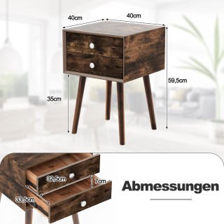 Costway  Στυλάτο και Λειτουργικό Ξύλινο Κομοδίνο με Δύο Συρτάρια κα...