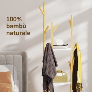 HOMCOM Δέντρο Κρεμάστρα από Μπαμπού με 8 Γάντζους και 3 Ράφια, 45x4... HOMCOM Δέντρο Κρεμάστρα από Μπαμπού με 8 Γάντζους και 3 Ράφια, 45x4...