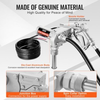 VEVOR Αντλία Μεταφοράς Καυσίμου 12V 15 GPM με Αυτόματο Ακροφύσιο  F...