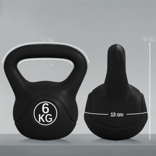 HOMCOM Kettlebell 6kg από Πλαστικό και Άμμο με Επίπεδη Βάση και Λαβ...