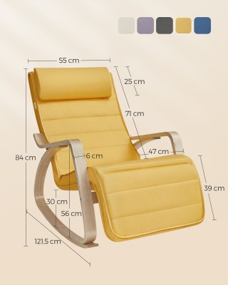 Κουνιστή Καρέκλα SONGMICS με Υποπόδιο - Παπαρούνα Κίτρινο