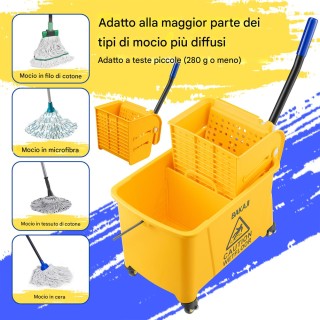 BAKAJI Επαγγελματικό Καρότσι Καθαρισμού με Κάδο 20 Λίτρων και Ρόδες...