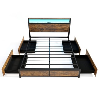 Σκελετός Διπλού Κρεβατιού LED με Ρυθμιζόμενο Φωτισμό, Ενσωματωμένο ...