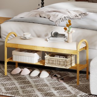 Costway Παπουτσοθήκη Μπαμπού 51 x 31 x 101 cm με Επένδυση και Καπάκ... Costway Παπουτσοθήκη Μπαμπού 51 x 31 x 101 cm με Επένδυση και Καπάκ...