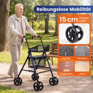 Costway Πτυσσόμενο Rollator με Κάθισμα και Τσάντα, Ρυθμιζόμενο σε 8... Costway Πτυσσόμενο Rollator με Κάθισμα και Τσάντα, Ρυθμιζόμενο σε 8...