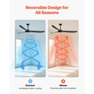 VEVOR Ανεμιστήρας Οροφής 72 Ξύλινη Λεπίδα Χωρίς Φως με Τηλεχειριστή...