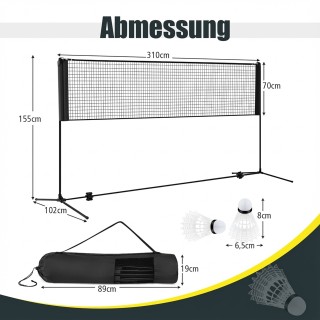 Costway Ρυθμιζόμενο Δίχτυ Μπάντμιντον με Βάση για Εξωτερικό Χώρο, Μ...