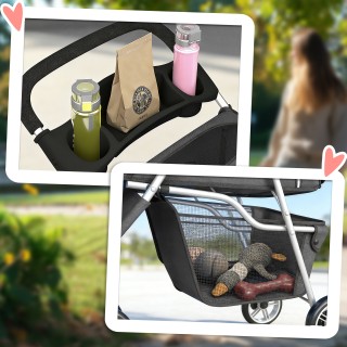 PawHut Πτυσσόμενο Καρότσι για Σκύλους με Θήκες για Ποτήρια και Καλά...