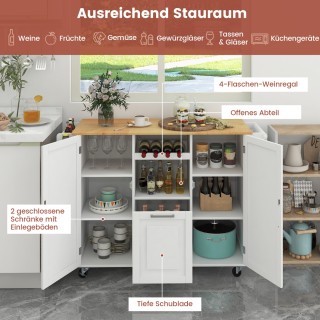 Costway Φορητό Καρότσι Κουζίνας με Αναδιπλούμενη Επιφάνεια & Βαθύ Σ...