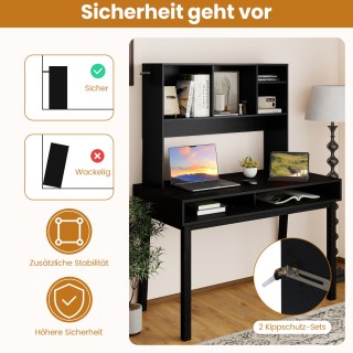 Costway Μαύρο Ράφι Γραφείου με 4 Θέσεις Διοργανωτής Γραφείου Βιβλιο...