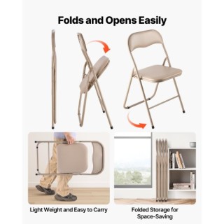 VEVOR Σετ 4 Πτυσσόμενες Καρέκλες Δερμάτινες με Μαξιλαράκι Καφέ JSZD... VEVOR Σετ 4 Πτυσσόμενες Καρέκλες Δερμάτινες με Μαξιλαράκι Καφέ JSZD...