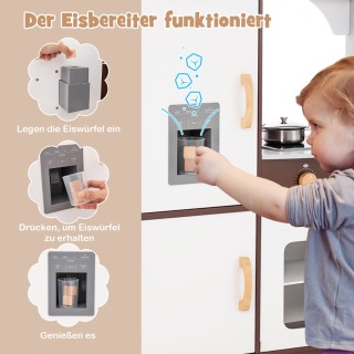 Costway  Ξύλινη παιδική γωνιακή κουζίνα με ήχο, φωτισμό, παγωτομηχα...