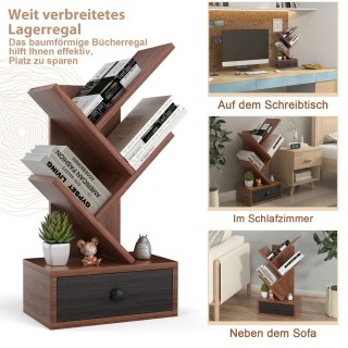 Costway  Πενταώροφος βιβλιοθήκη με συρτάρι, πολυχρηστικό ράφι CD & ...