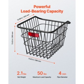 VEVOR Μεταλλικό Καλάθι Ποδηλάτου με Ανακλαστικό Φως Πίσω CKHXJSSZWN...