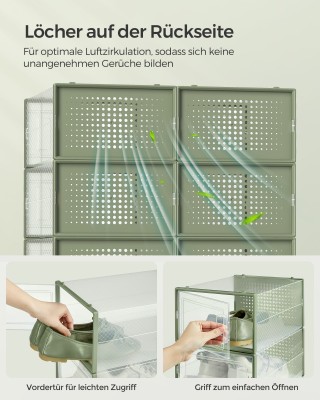 Διαφανή Κουτιά Παπουτσιών SONGMICS (12τμχ), Στοιβαζόμενα, Αναδιπλού...