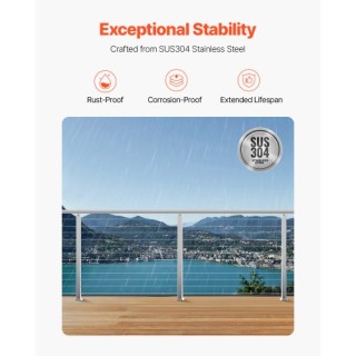 VEVOR Κολόνα Κάγκελου με Προ-Τρυπημένες Οπές 42x2x2 Ίντσες 1JZLGZXY...