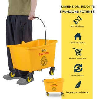 BAKAJI Επαγγελματικό Καρότσι Καθαρισμού με Κάδο Σφουγγαρίστρας 33 Λ...