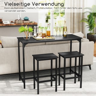 Costway Σετ Ψηλού Τραπεζιού 3 Τεμαχίων με Ρουστίκ Βιομηχανικό Στυλ ...