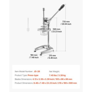 VEVOR Πρέσα για Μακρές Πατάτες από Ανοξείδωτο Χάλυβα GGSSDQTJWBNDF3... VEVOR Πρέσα για Μακρές Πατάτες από Ανοξείδωτο Χάλυβα GGSSDQTJWBNDF3...