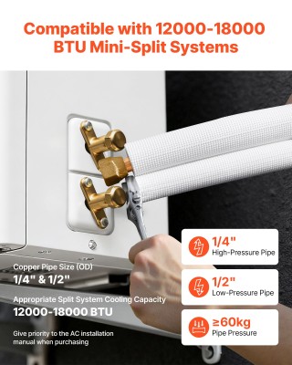 VEVOR Σετ Σωληνώσεων Mini Split 30.5m, Χαλκοσωλήνες AC με Μόνωση PE... VEVOR Σετ Σωληνώσεων Mini Split 30.5m, Χαλκοσωλήνες AC με Μόνωση PE...