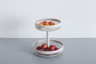 Μεταλλικό Καλάθι Φρούτων με 2 Διαμερίσματα 30 x 31 cm Μπεζ 189979A ...