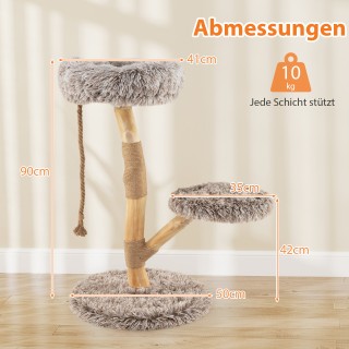 Costway Ξύλινος Ονυχοδρόμιο 90 εκ με 3 Πλατφόρμες, Σχοινί & Κολώνες...